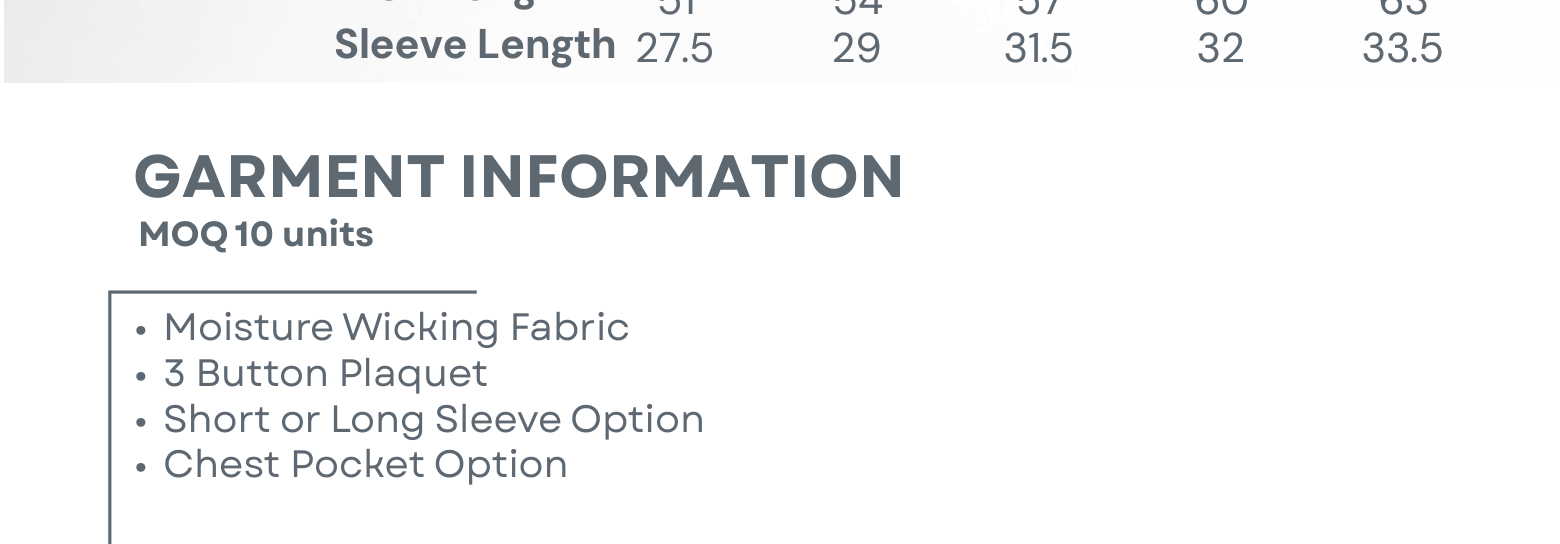 Sublimated Sports Polo garment information